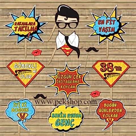 Süpermen Konsept Kişiye Özel Konuşma Balonları Seti