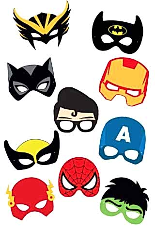 Süper Kahramanlar Tema Karton Maskeler 10lu