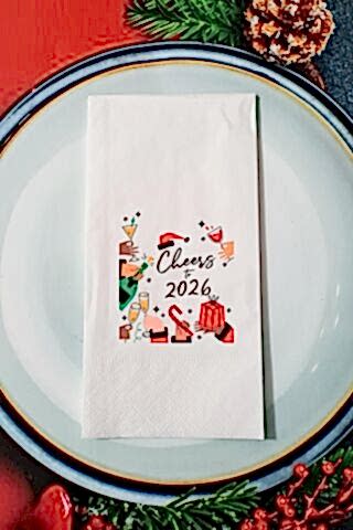 Cheers to 2026 Yılbaşı Masası Sunum Peçetesi
