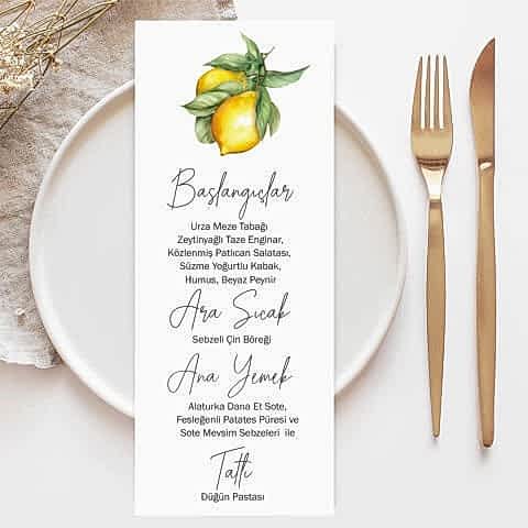 Limon Bahçesi Konsept Menü Kartı
