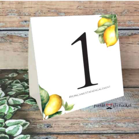 Limon Bahçesi Konsept Masa Numara Kartı