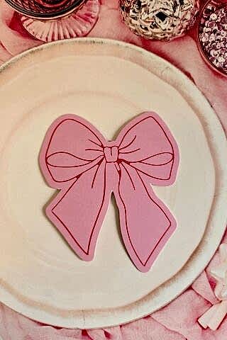 Kırmızı Pembe Fiyonk Şekilli İsim Kartı Masa İsimliği Fiyonk Şekilli İsimlik 12li