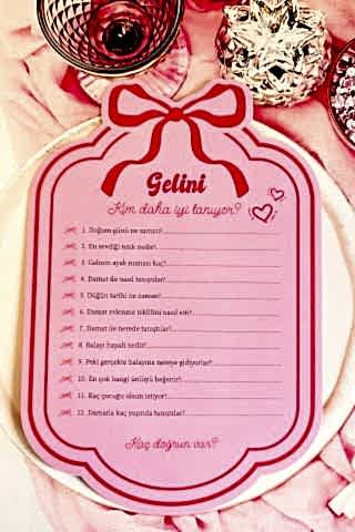 Kırmızı Pembe Fiyonk Konsept Gelini Kim Daha İyi Tanıyor Oyun Kartı