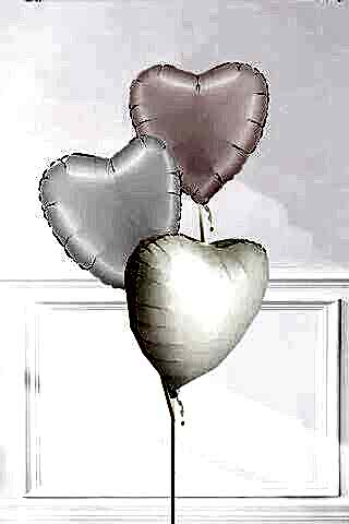 Saten ve Retro Renkler Kalp Balon Demeti 3'lü Pastel Saten Beyaz Pembe Retro Krem Kalp