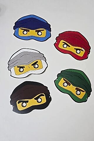 Ninjalar Tema Karton Maskeler 5li Ninja Konsept Doğum Günü