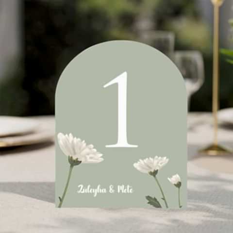 Retro Green Konsept Masa Numara Kartı