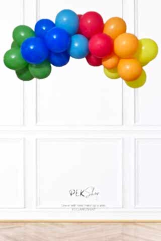 Canlı Gökkuşağı Renkler Balon Zinciri Seti