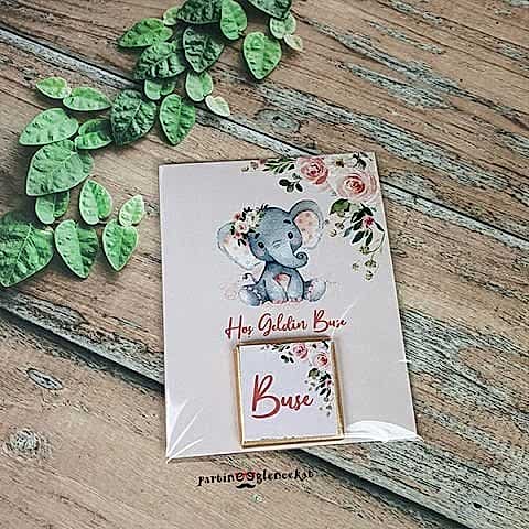 Çiçekli Fil Konsept Kartlı Çikolata Hediyelik