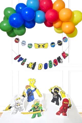 Ninjalar Tema Doğum Günü Balon Zinciri Seti Ninja Konsept Doğum Günü Süsleme Seti