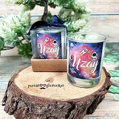 Galaksi Konsept Doğum Hediyesi Bardak Mum