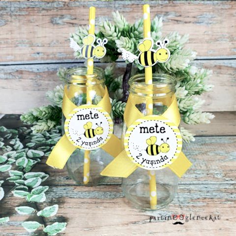 Arı Konsept Pipet Süslü Limonata Şişesi