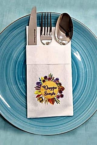 Kumaş Dokulu Cepli Narlı Sonbahar Konsept İsme Özel Baskılı Peçete