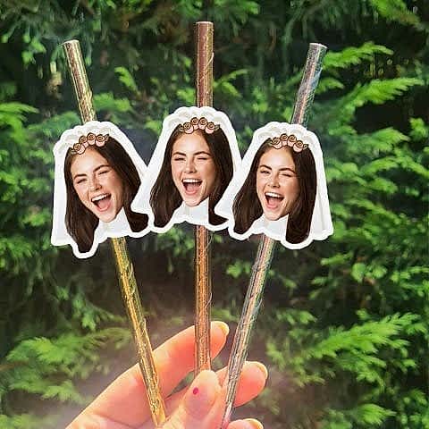 Duvaklı Bride to be Fotoğraf Baskılı Pipet Takımı 5 li