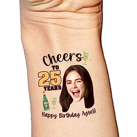 Cheers Kadeh Doğum Günü Fotoğraflı Geçici Dövme