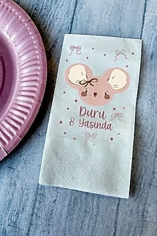 Kişiye Özel Pembe Fare Konsept Peçete