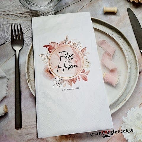 Rose Gold Yapraklı Konsept Peçete