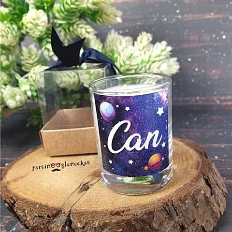 Moon and Back Konsept Doğum Hediyesi Bardak Mum