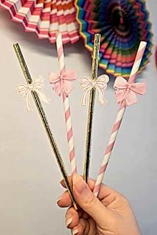 Pembe Fiyonk Pipet Süsleri 10lu Fiyonk Konsept Lüks Pipet Paketi