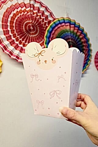 Pembe Fare Konsept Popcorn Kutusu 8 Li Özel Üretim Mısır Kutusu 8 Adet