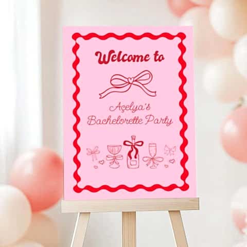 Kırmızı Pembe Fiyonklar Konsept Bekarlığa Veda Panosu