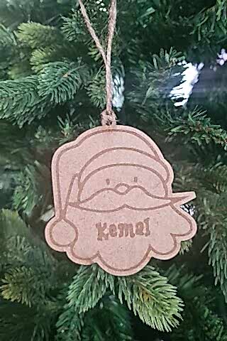 Ahşap İsme Özel Noel Baba Ağaç Süsü Yılbaşı Ağacı Süslemesi