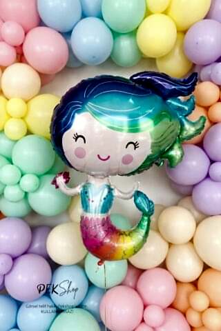 Gökkuşağı Renkler Deniz Kızı Folyo Balon