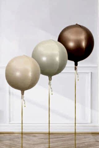 Retro Küre Folyo Balonlar Seti 3lü Retro Renk Büyük Küre Şekilli Folyo Balon Paketi