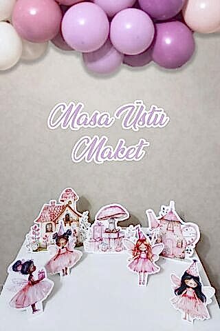 Peri Kızı Tema Ayaklı Pano Seti Peri Kızı Konsept Doğum Günü Masa Üstü Panolar